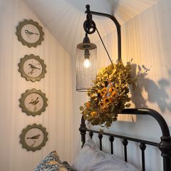 Scalloped Round Bird Print Set of 4