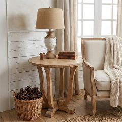 Scrolled Wood Round Side Table