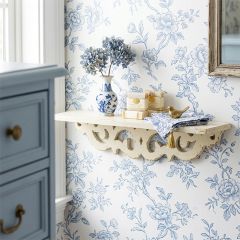Scrolling Back Distressed Wood Wall Shelf