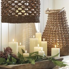 Seagrass Wrapped Glass Lantern With Handle
