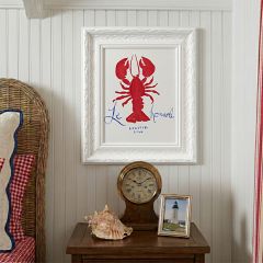 Seaside Lobster Framed Canvas Print