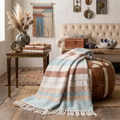 Seaside Stripes Fringed Throw Blanket