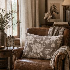 Sepia Floral Pattern Lumbar Pillow