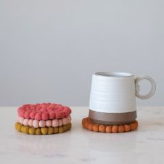 Shades Of Boho Felt Ball Coaster Set of 4