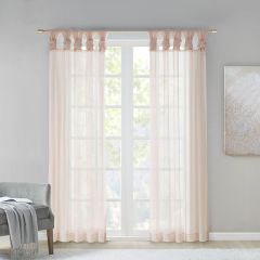 Sheer Twist Tab Blush Curtain Panel 95 Inch Set of 2