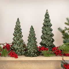 Shimmering Glass LED Tree Set of 3