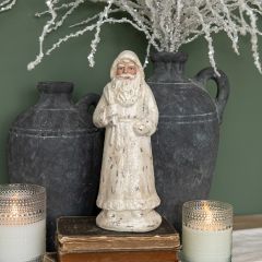 Silver Glittered White Santa Figure