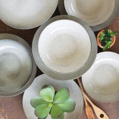 4 Piece Simple Ceramic Dinner Plate and Bowl Set