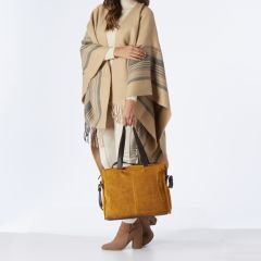 Simple Stripe Fringed Cape