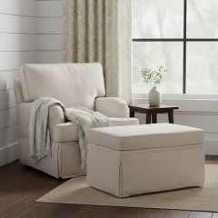 Simply Neutral Farmhouse Swivel Rocker Accent Chair And Ottoman