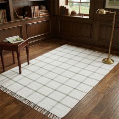 Simply Plaid Fringed Ivory/Green Area Rug