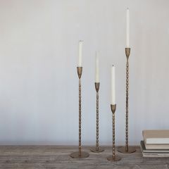 Simply Sleek Brass Finish Taper Candle Holders Set of 4