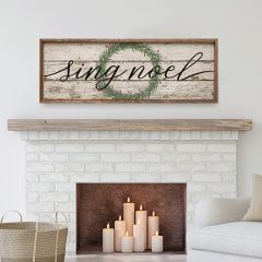 Sing Noel Wreath Whitewash Framed Sign