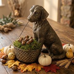 Sitting Dog Statue With Basket
