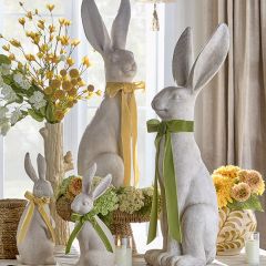 Skinny Rabbit with Ribbon Set of 2