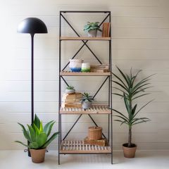 Slatted Wood Shelf Display Rack