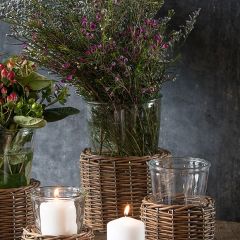Small Basket Wrapped Glass Vase Set of 2