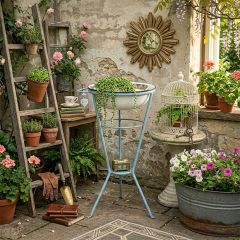 Small Round Wash Stand with Enamel Bowl