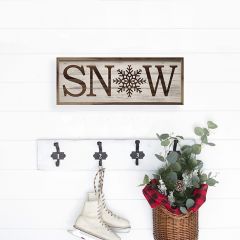 Snow Snowflake Whitewash Wood Wall Art