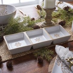 Snowflake Stoneware 3 Section Tray