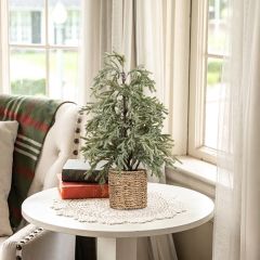 Snowy Forest Pine Tree in Basket