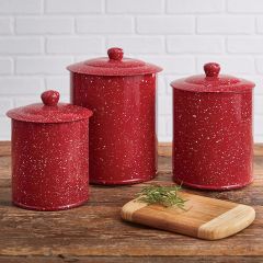 Speckled Enamelware Red Canister Set of 3
