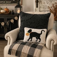 Spooky Season Hook Pillow Collection Cat with Pumpkin
