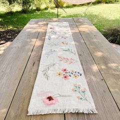 Spring Flowers Embroidered Table Runner