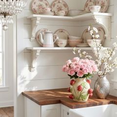 Sprouting Strawberries Ceramic Vase