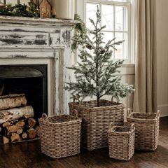 Square Rattan Handled Basket Set of 4