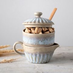 Stackable Stoneware Cream and Sugar Set