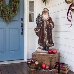 Standing Red Coat St. Nick Porch Leaner