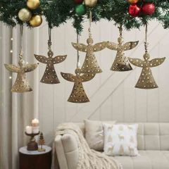 Star Cutout Gold Angel Ornament Set of 6