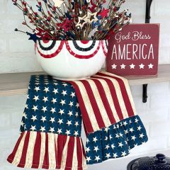 Stars and Stripes Ruffled Tea Towel Set of 2