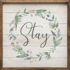 Stay Greenery Wreath Framed Wall Sign
