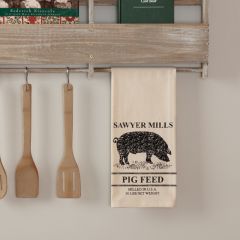 Stenciled Farmhouse Pig Tea Towel