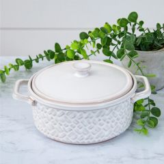Stoneware Basket Weave Lidded Baker