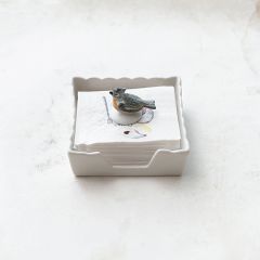 Stoneware Napkin Holder With Bird Accent