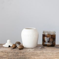 Stoneware Olive Jar With Spoon