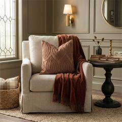 Stonewash Terracotta Leaf Pattern Accent Pillow