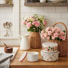 Strawberry Serving Bowl With Lid Set of 3