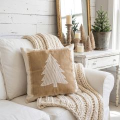 Striped Farmhouse Christmas Tree Throw Pillow Cover Only