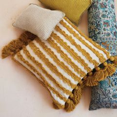 Striped Tasseled Accent Pillow