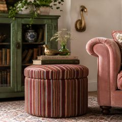 Striped Velvet Upholstered Storage Ottoman