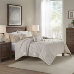Stripes and Poms 3 Piece Bedding Set