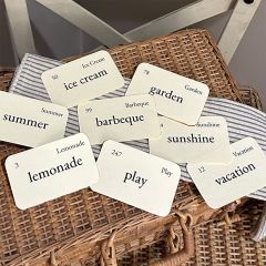 Summer Themed Mini Primitive Flash Card Set of 8