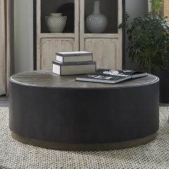 Sunburst Oak Drum Coffee Table