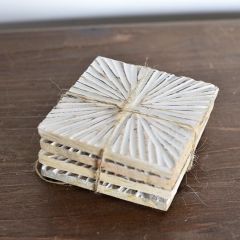 Sunburst Square Wood Coasters Set of 4