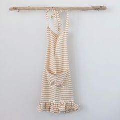 Sunny Stripes Cotton Apron With Ruffle