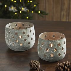Super Stars Rustic Votive Candle Holders Set of 2